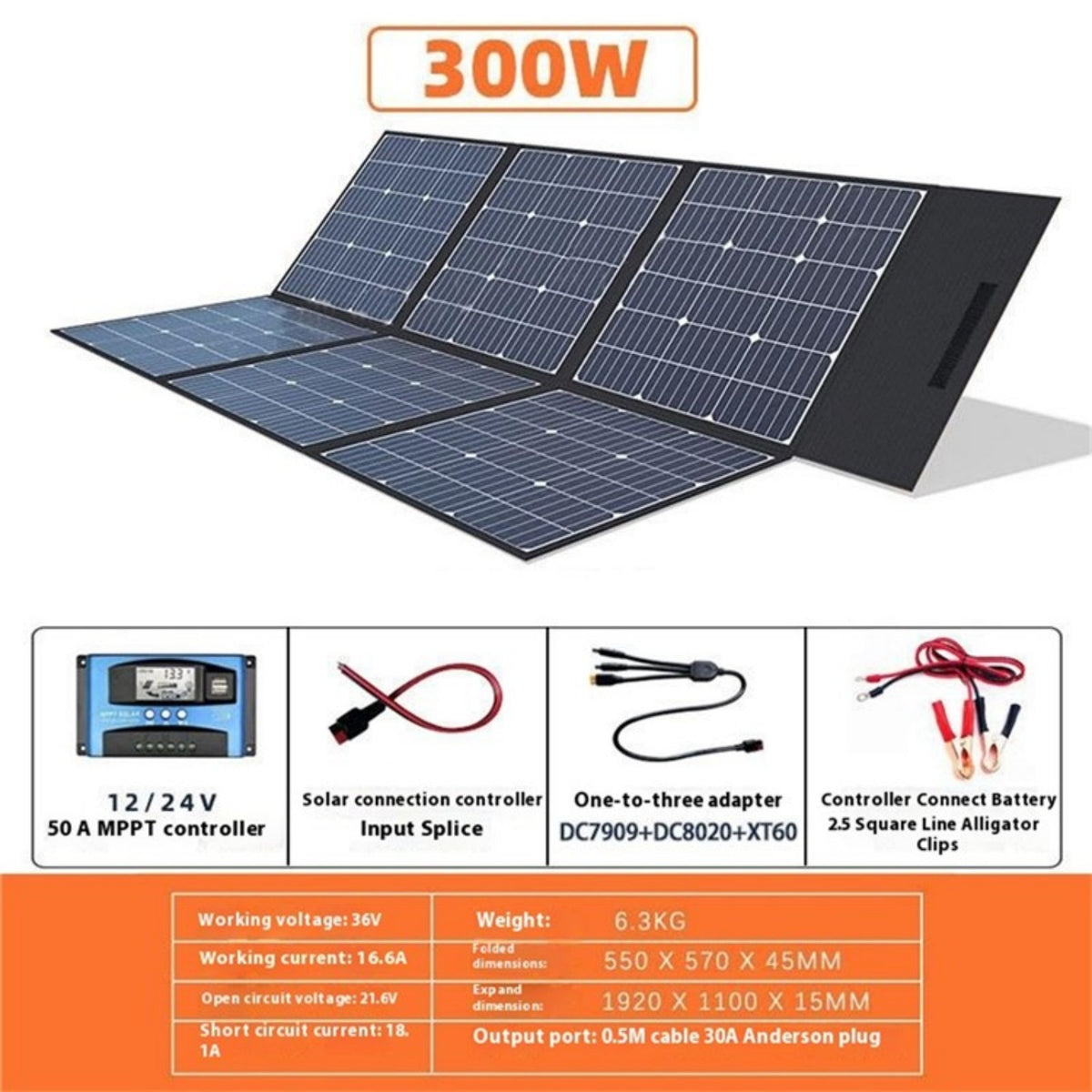 EYONGPV EYF300-18M6 Foldable Solar Charging Panel 300W Photovoltaic Monocrystalline Outdoor Power For RV Camping